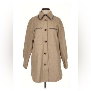 Zara Tan Utility Jacket with Button Detail EUC